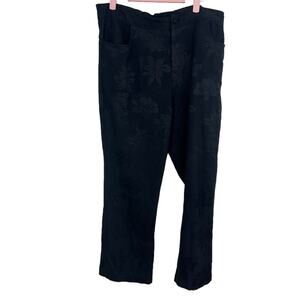 CITRON Santa Monica Black Washable Silk Floral Jacquard Pull On Ankle Pant 0X